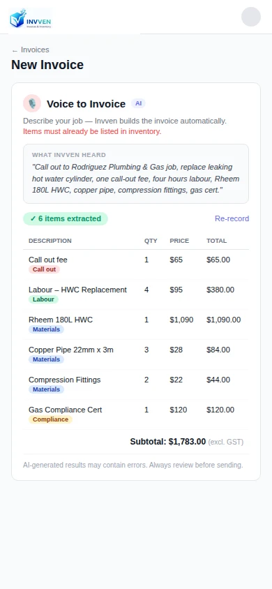Voice to Invoice